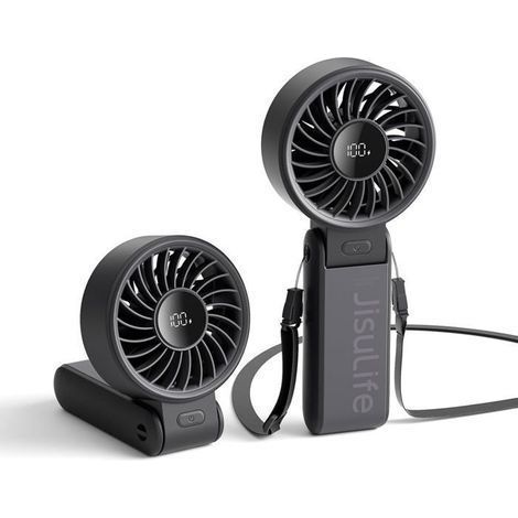 (Schwarz) Life7 Tragbarer Ventilator, 2024 Leistungsstarker tragbarer Ventilator mit LED-Anzeige (maximale Kühlleistung 19,5 Stunden) 5000 mAh, pl (1/4)
