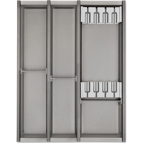 Cuisio Besteckeinsatz Besteckkasten Transluzent-graphitgrau für Blum Legrabox 473 mm mit Korpusbreite 450 mm