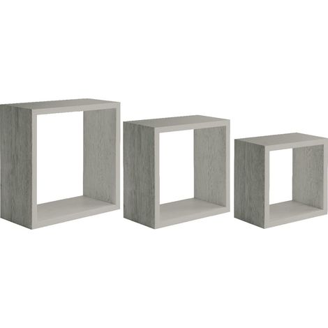 Étagère Décoration Murale - Salon, Chambre, Bureau - MDF, Chêne Gris 35 X 35 X 15,5/30 X 30 X 15,5/25 X 25 X 15,5