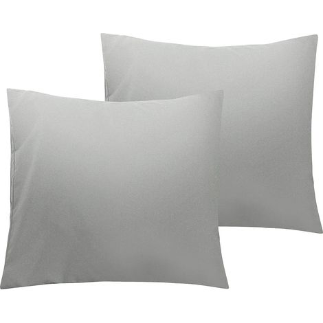 ZOLGINAH Lot de 2 Taies d'oreiller en Microfibre avec Fermeture éclair, Taie d’Oreiller Facile à Laver et Super Doux, 65x65cm, Gris Argent (1/5)