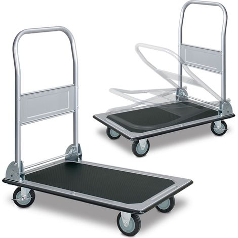 BRB 2X Plattformwagen mit Klappbügel im Set, 1x LxBxH 730x470x820 mm + 1x LxBxH 910x610x870 mm