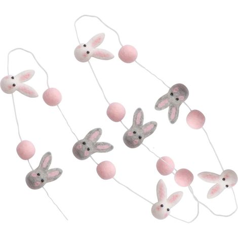 Guirlande de Lapins en Feutre 3 Mètres, 10 Lapins et 11 Boules, Décoration Intérieure en Laine Feutrée, à Suspendre Légère, pour Chambre D’garçon et Filles et Fête de Pâques