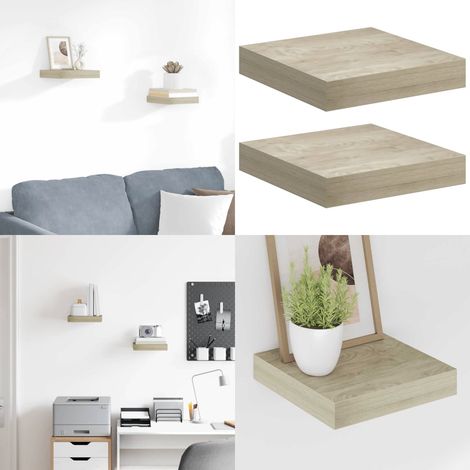 Schwebende Wandregale 2 Stk. Eichefarben 23x23,5x3,8cm MDF - Wandregal - Regal - Schwebende Wandregale - Eichefarben - Holzregal - Home & Living (1/5)