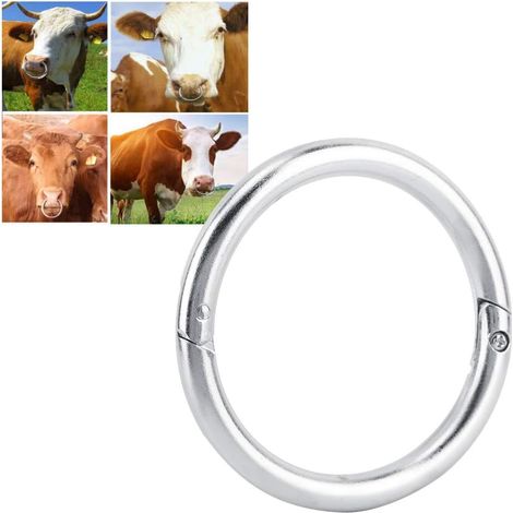 Anneau de nez de bétail anneau de nez de taureau en acier inoxydable accessoire d'élevage de bétail pinces de nez de taureau de bétail anneaux de piercing cerceau (1/5)