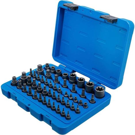 Jeu d'Embouts et Douilles 52 pcs - Profil E/T, T et TP Torx avec Perçage - Acier Résistant pour Fixations Précises - D-Work (1/5)
