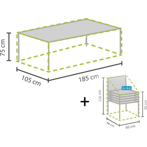Schutzhüllen Set: 1x Hülle für Tisch max. 180cm + 1x Hülle für 4-6 Stapelstühle (1/5)