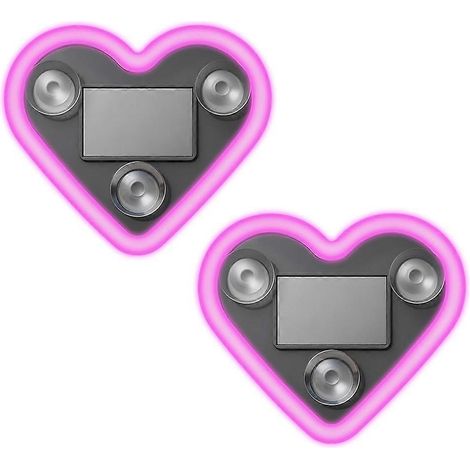 Lumière d'ambiance LED pour voiture, néon en forme de cœur alimenté à l'énergie solaire, étanche IP65, 5 modes, lot de 2, cadeau romantique pour Noël et la Saint-Valentin. (1/5)
