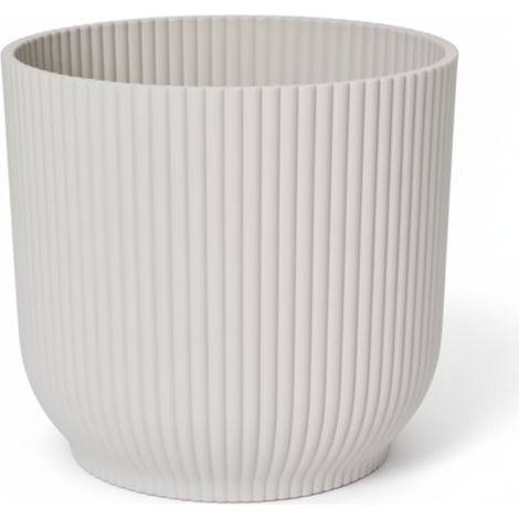Pot de fleurs rond 22 cm blanc avec texture côtelée pour décoration intérieure - PANGIVO (1/5)