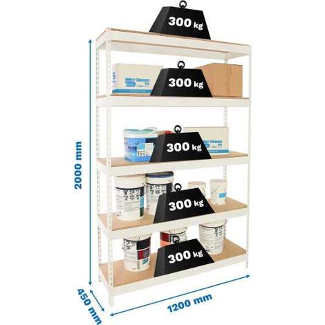 Estantería BRICOFORTE 1204-5 chipboard blanco/madera (1/2)