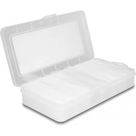 Delock Caja de surtido de tubos termorretrÃ¡ctiles, relaciÃ³n de contracciÃ³n 2:1 de pared simple y pared doble con adhesivo interior 3:1, transparent