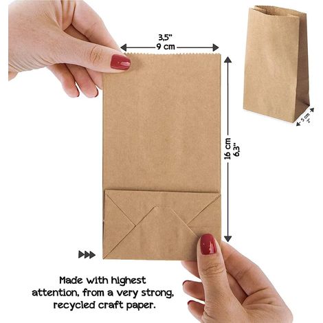 Sachets en papier kraft brun (100 pièces, 9 x 5,5 x 17 cm) pour pain, sandwich et biscuits. (1/5)