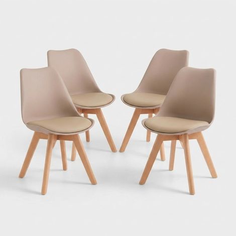Set 4 sedie design cucina e soggiorno polipropilene legno Lola - Tortora