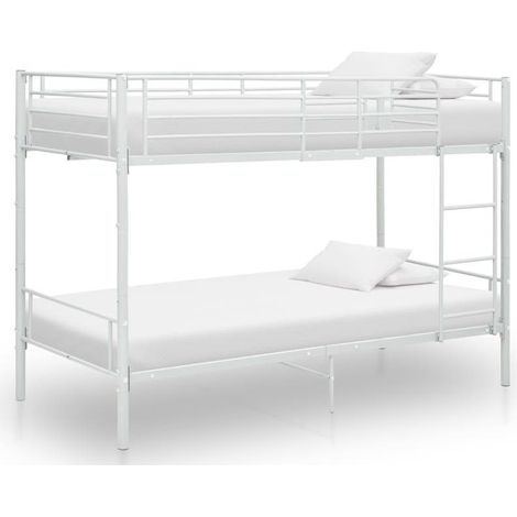 Lit superposé métal blanc 90x200 Baroka (1/5)