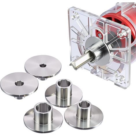 Jeu de 6 bagues de guidage pour défonceuse en acier inoxydable, pour le travail du bois, disponibles en diamètres 10 mm, 12 mm, 14 mm, 16 mm, 18 mm et 20 mm. (1/2)