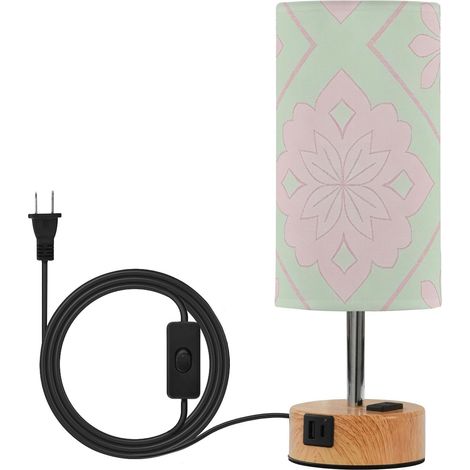 Yuiboo Petite lampe de table florale blush et verte pour chambre (1/5)