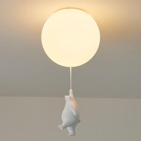 Childrens Ceiling Light White Acrylic Lampshade,Creative Polar Bear Ceiling Light Modern Cartoon Decor Lamp Fixture Indoor Lighting for Boy Girl Bedroom Living Room Kindergarten,19cm(No Bulb) - A (1/5)
