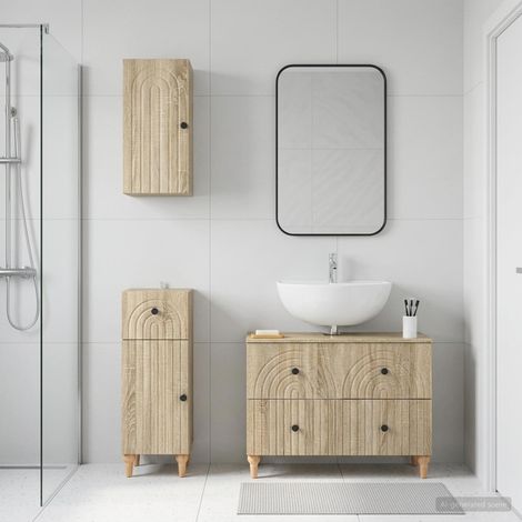 vidaXL 3 Piece Bathroom Cabinet Set ALKMAAR Sonoma Oak Engineered Wood (1/5)