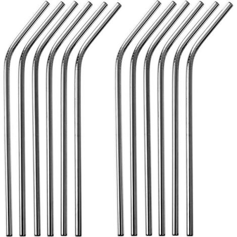 Paille Incurvée - Acier Inoxydable 18/10 - Pour Cocktails Smoothies Limonades - Lot De 12 (1/5)