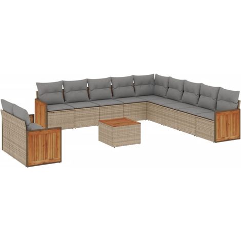 Maison Exclusive - 12-tlg. Garten-Sofagarnitur mit Kissen Beige P (1/3)