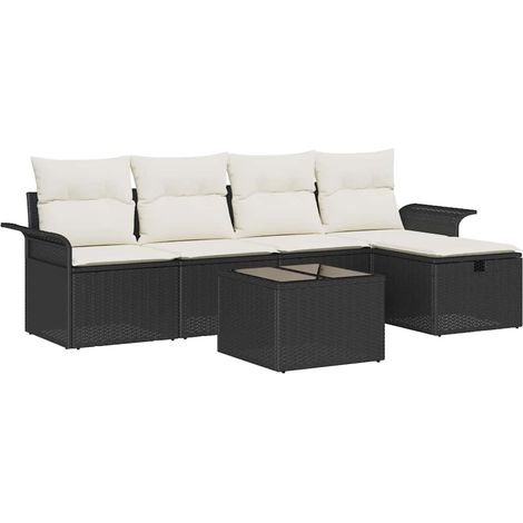 Maison Exclusive - Set Divano da Giardino con cuscino 6 pcs Nero Poly Rattan