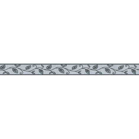 Frise papier peint gris anthracite & gris clair motif feuille Frise tapisserie feuille grise pour couloir Frise murale à motif pour chambre