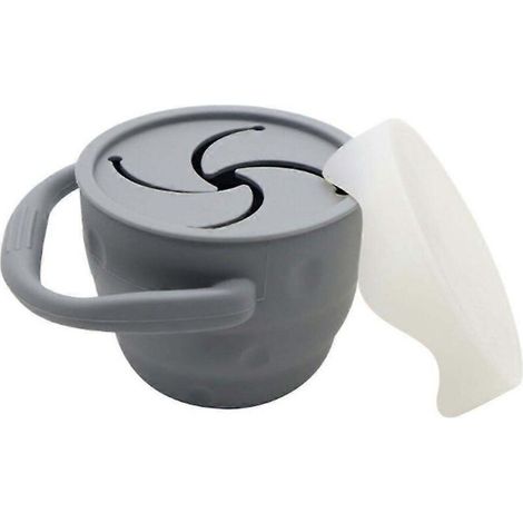 Gobelet à goûter Grey Snack Attack Boîte à goûter en silicone Couvercle récupérateur de goûters pour bébés et jeunes enfants (1/5)
