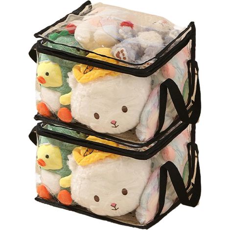 Bolsa de juguetes apilable de PVC de 32,6 × 24,5 × 25,8 cm, caja transparente resistente y portátil para ropa/juguetes. (1/5)