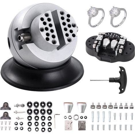Étau à bille rotatif 360° pour gravure de bijoux, 70 accessoires inclus, idéal pour incrustation de pierres et gravure précise. (1/5)