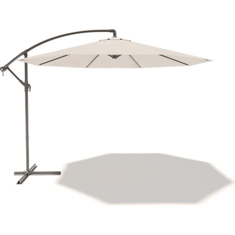 Ombrellone 3x3 M Decentrato Retrattile Braccio Rotabile 360° Chiusura Manovella Base A Croce Giardino Esterno Piscina Bar In Acciaio Inossidabile Telo 180 g/m2 Impermeabile Anti UV (Bianco) - Misura: (1/5)