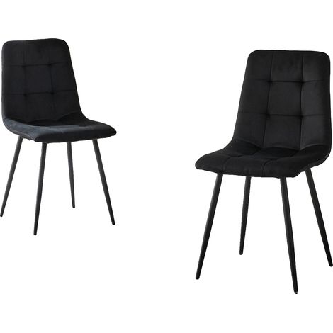 Sillas de comedor, diseño minimalista moderno, patas de metal resistentes, 2 unidades - Negro (1/2)