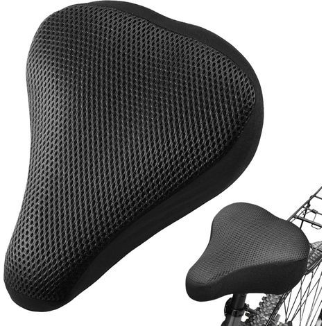 Ultra Comfortable Bicycle Saddle Cover, Soft Bicycle Saddle Cover 23x20 cm, Sun Protection and Thermal Insulation Cushion Cover, Comfortable for Mountain Biking and Road Cycling for Men and Women (Bla (1/5)