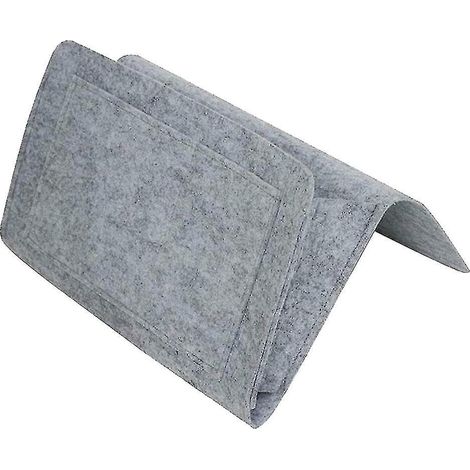 Sac de rangement en feutre avec poches pour table de chevet, canapé ou bureau, organisateur suspendu pour téléphone et magazines, gris clair (1/5)
