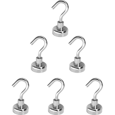 ZOLGINAH Gancho para paños de cocina, Fuerza del gancho magnético 34 kg Ganchos magnéticos de neodimio Ganchos magnéticos extrafuertes 6 piezas (1/5)