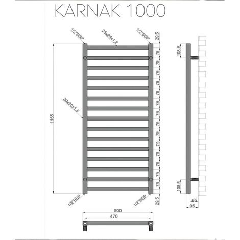Termoarredo colore nero opaco 1000x500 mm modello Kam-378N kamalu (1/2)