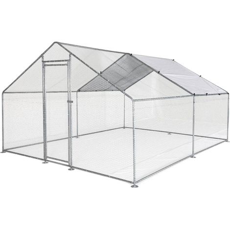 Enclos pour poulailler en acier galvanisé. toit imperméable et anti UV. porte avec loquet 12 m²