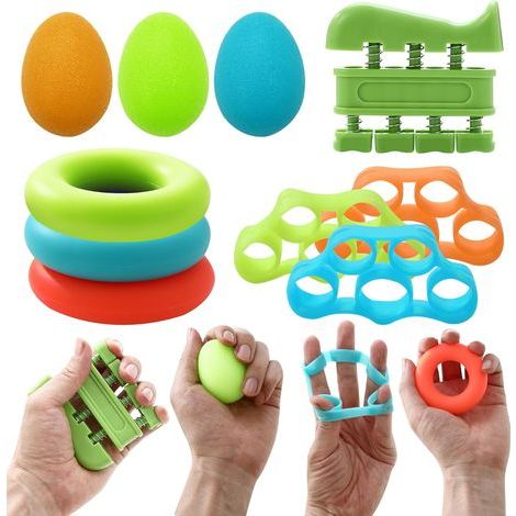 10 Piece Hand Grip Reinforcement, Finger Resistance Bands, Kneading Balls, Grip Rings, 3 Levels of Resistance Hand Bodybuilding (1/5)