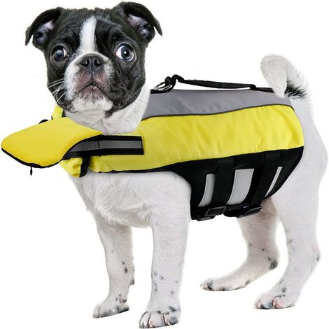 1 Gilet de sauvetage pour chien, bandes réfléchissantes, poignée de secours, sangles réglables, petite moyenne grande taille (1/5)
