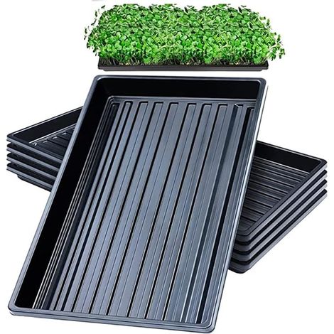 Barquettes Semis Lot 10 50x25cm, Plateau Micro-Pousses Hydroponique sans trous de drainage réutilisable pour hydroponie herbes blé jardin intérieur culture plantes Lot 10 écologique pratique