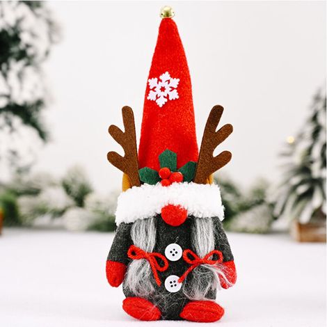 Autres décorations de Noël, ornements de gnomes de Noël, gnomes du Père Noël, décorations de Noël, ornements du père Noël, poupées en peluche（Poupée femme bois）