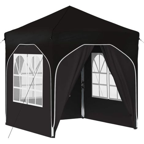 Tente de réception portable noire, dimensions : 192 x 192 x 245 cm (1/5)