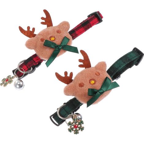 Conjunto de 4 collares navideños ajustables para mascotas, para gatos y perros. Ropa festiva. (1/5)