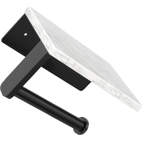 Porte-papier toilette en acier inoxydable avec étagère marbre (1/5)