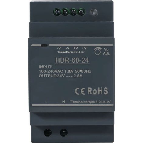 HDR rail-type switching power supply, Ultra-slim DIN rail power supply/3SU HDR-60-24, 24V 2.5A 60W (1/5)