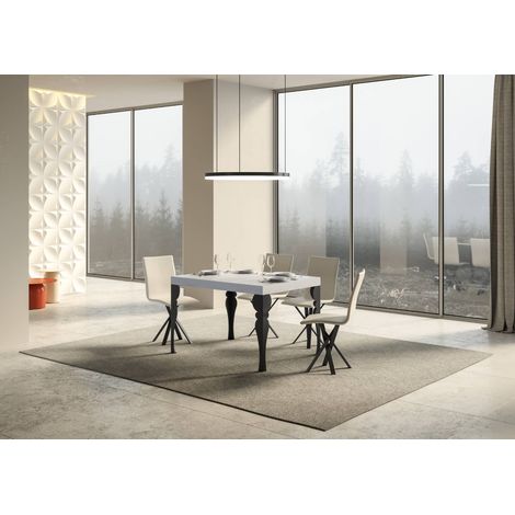 Tavolo allungabile 130/234x90 cm Paxon bianco frassino gambe antracite (1/4)