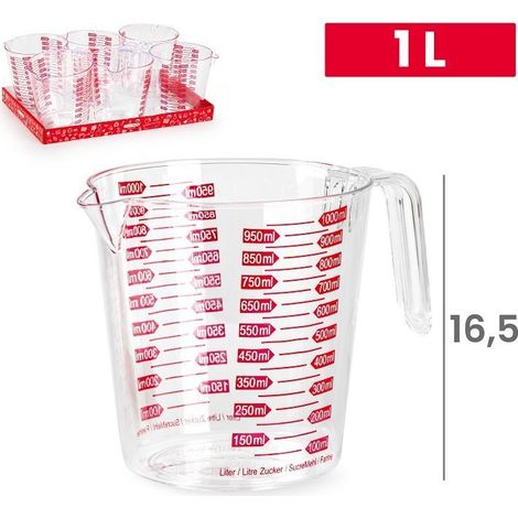 Brocca Caraffa in Plastica Graduata Trasparente 1 Litro (1/2)