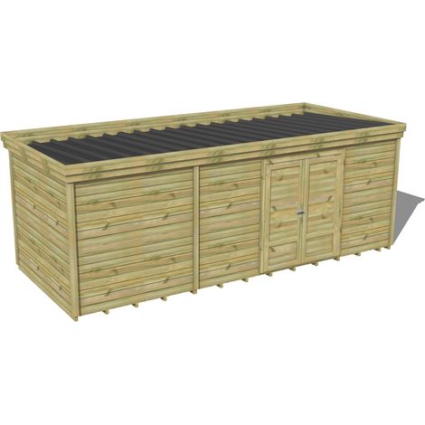 ABRI DE JARDIN bois traité 27mm, 6,9x2,6m, 18m2, Plancher