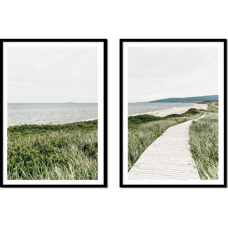 BILDPOSTER IM RAHMEN 53x73cm Diptychon 2er-Set Gemälde Boho Path P2180 (1/3)