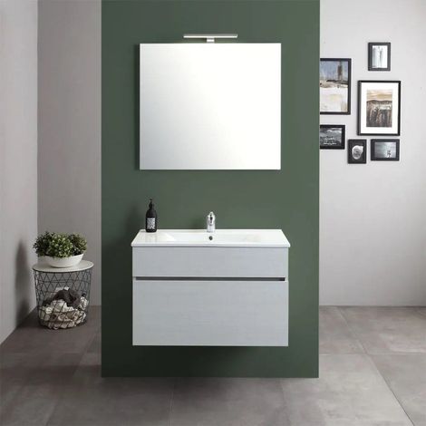 Mobile Bagno Sospeso Con Cassetto 80Cm Grigio Moon Silvia