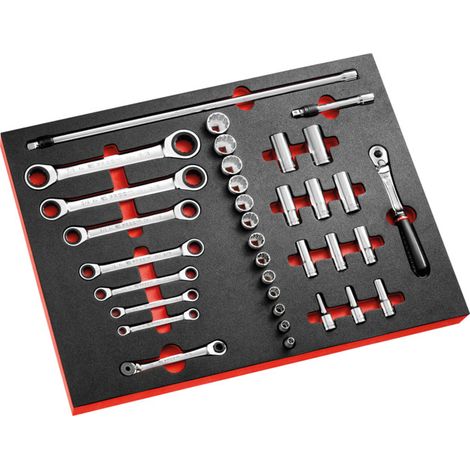 Facom – Cliquet mousse 3/8" réversible – Poignée rivetée – Mécanisme étanche à la poussière – Durabilité testée contre sable et boue