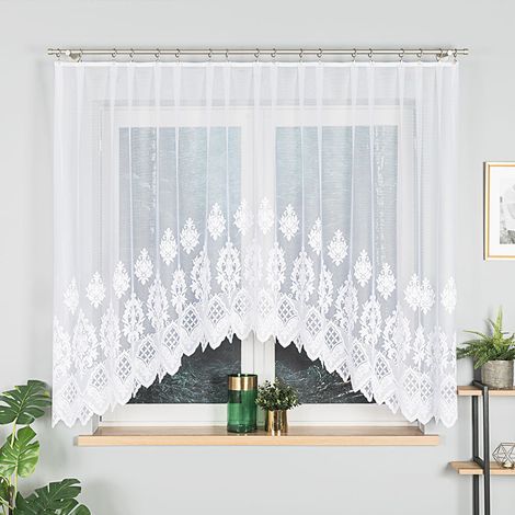 Ludmiła - Cortina jacquard confeccionada con abertura en la parte inferior - 300x160 cm - blanca (1/5)